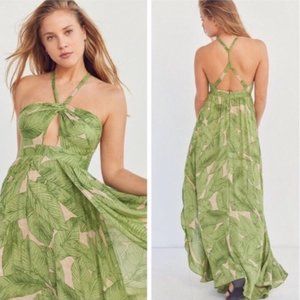 Urban Outfitters Kimchi Blue Green Cut Out Summer Maxi Dress